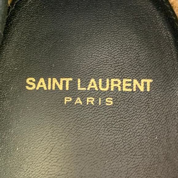 SAINT LAURENT Size 12 Black Natural Embroidered Logo Canvas Espadrille Sneakers - Picture 8 of 10